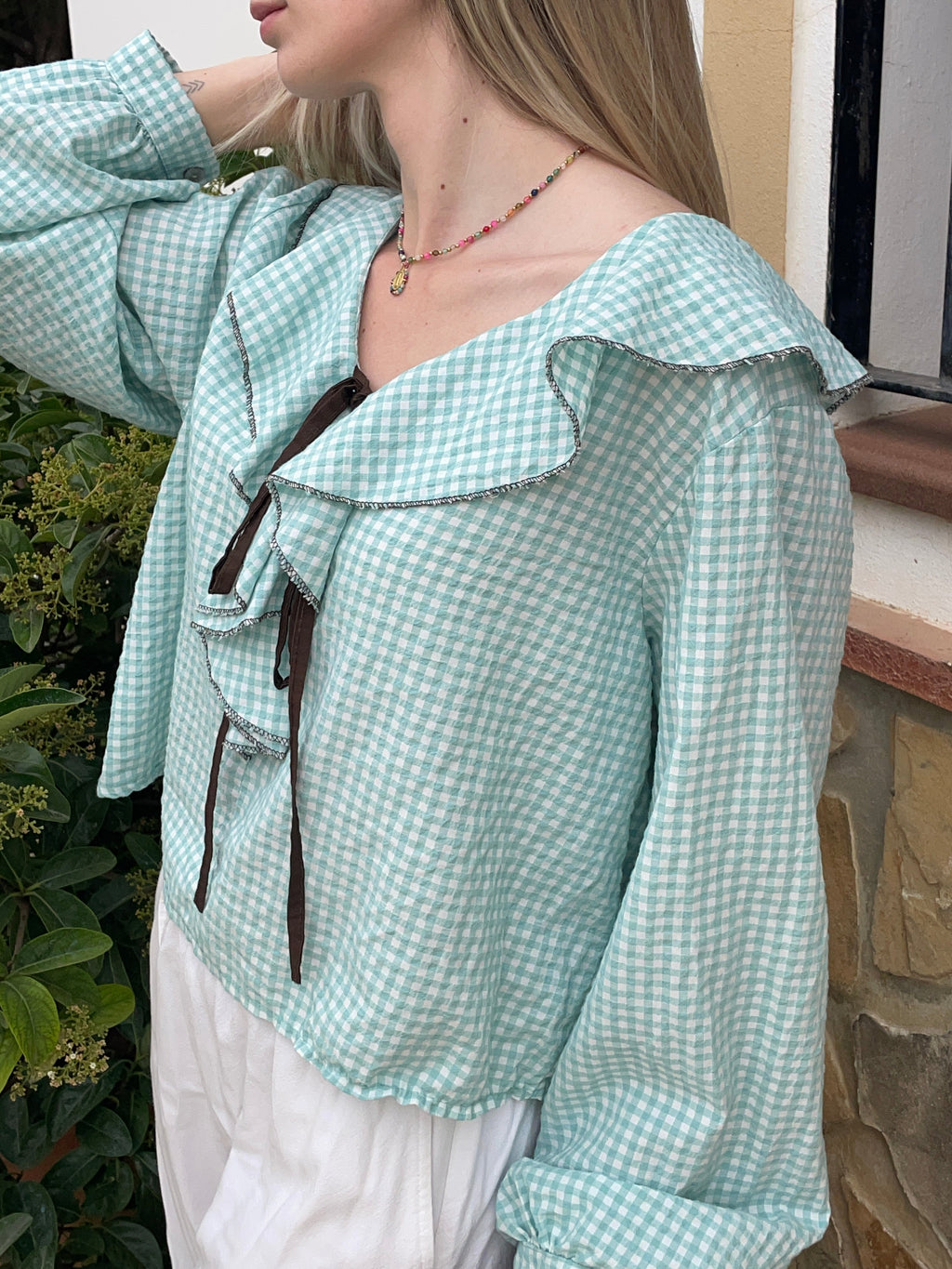BLUSA VICHY AQUA