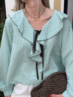 BLUSA VICHY AQUA