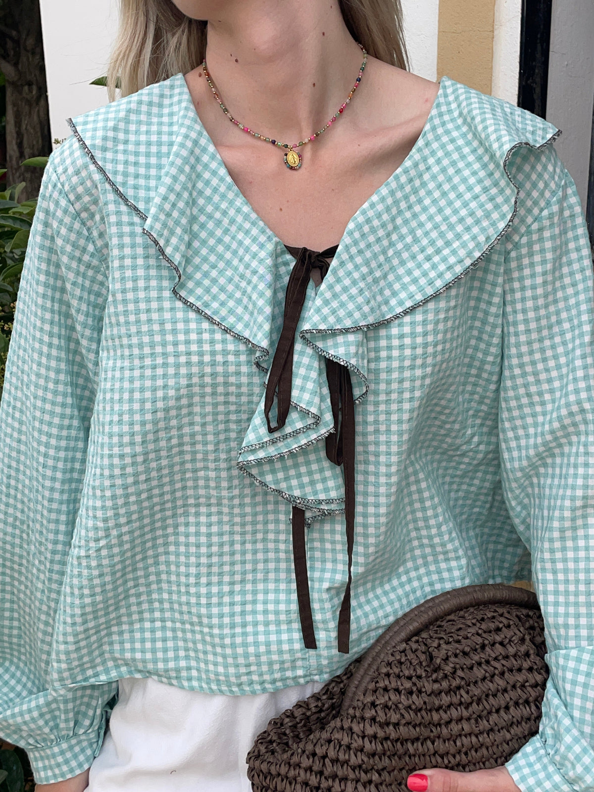 BLUSA VICHY AQUA