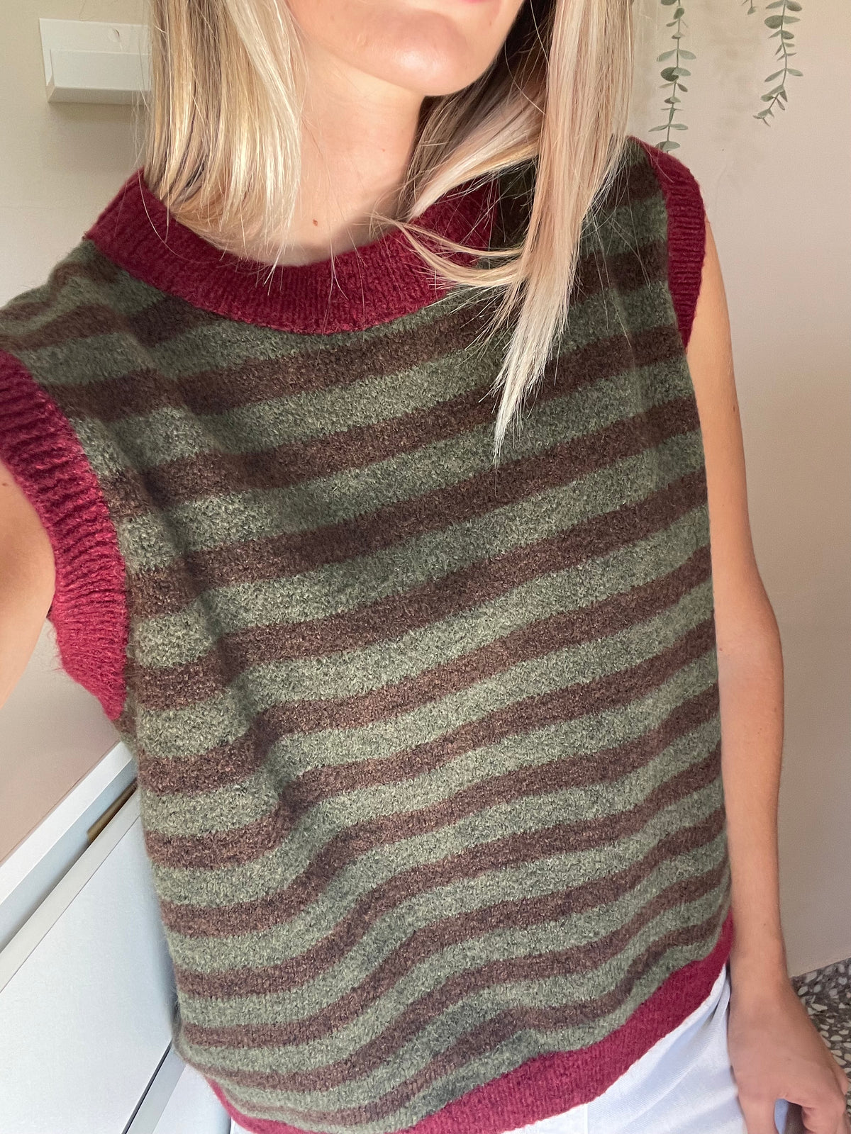 Chaleco rayas retro verde