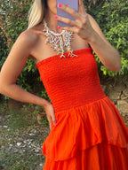 VESTIDO MAXI NARANJA OSCURO