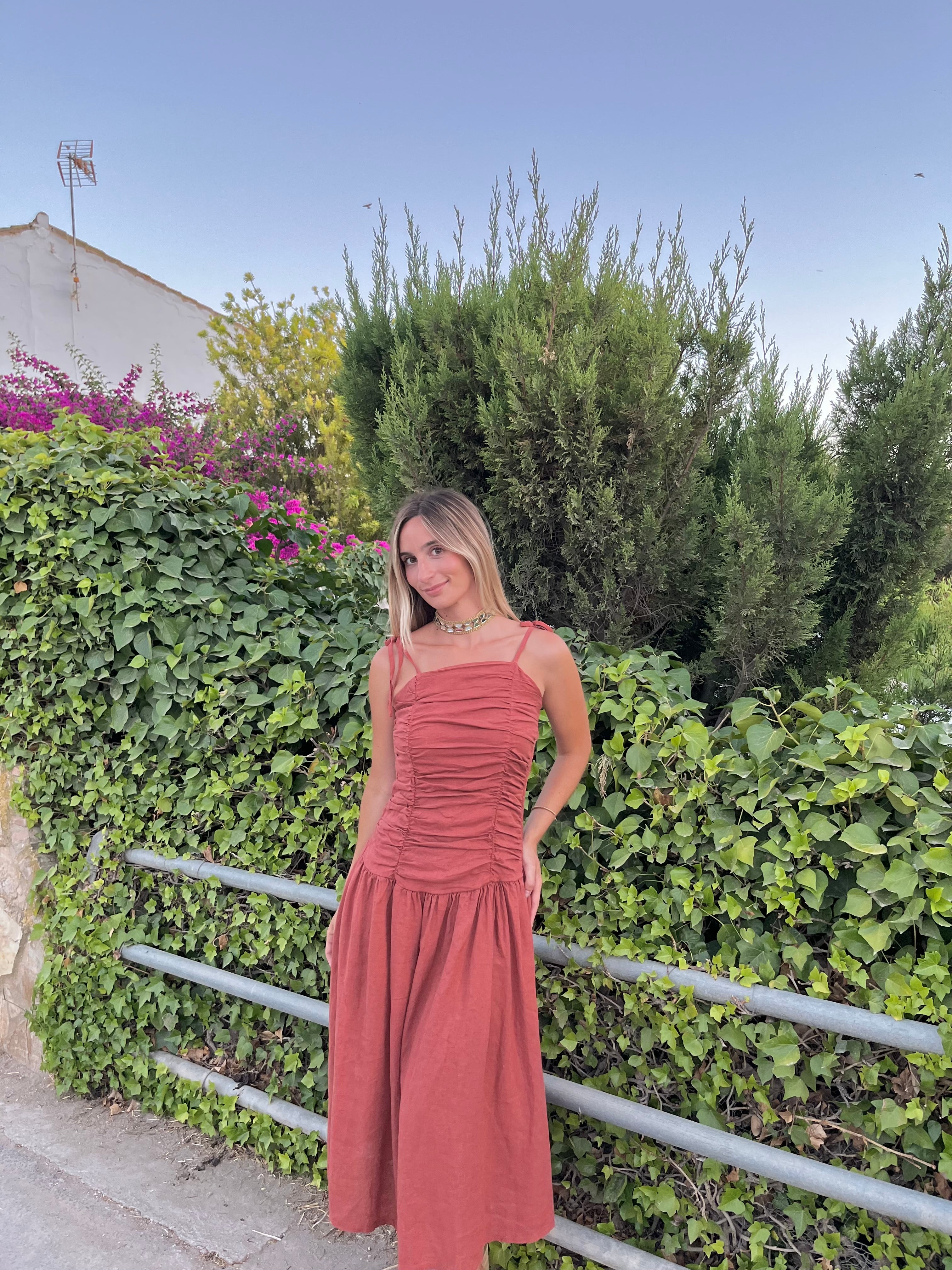 VESTIDO BOMBÓN TEJA