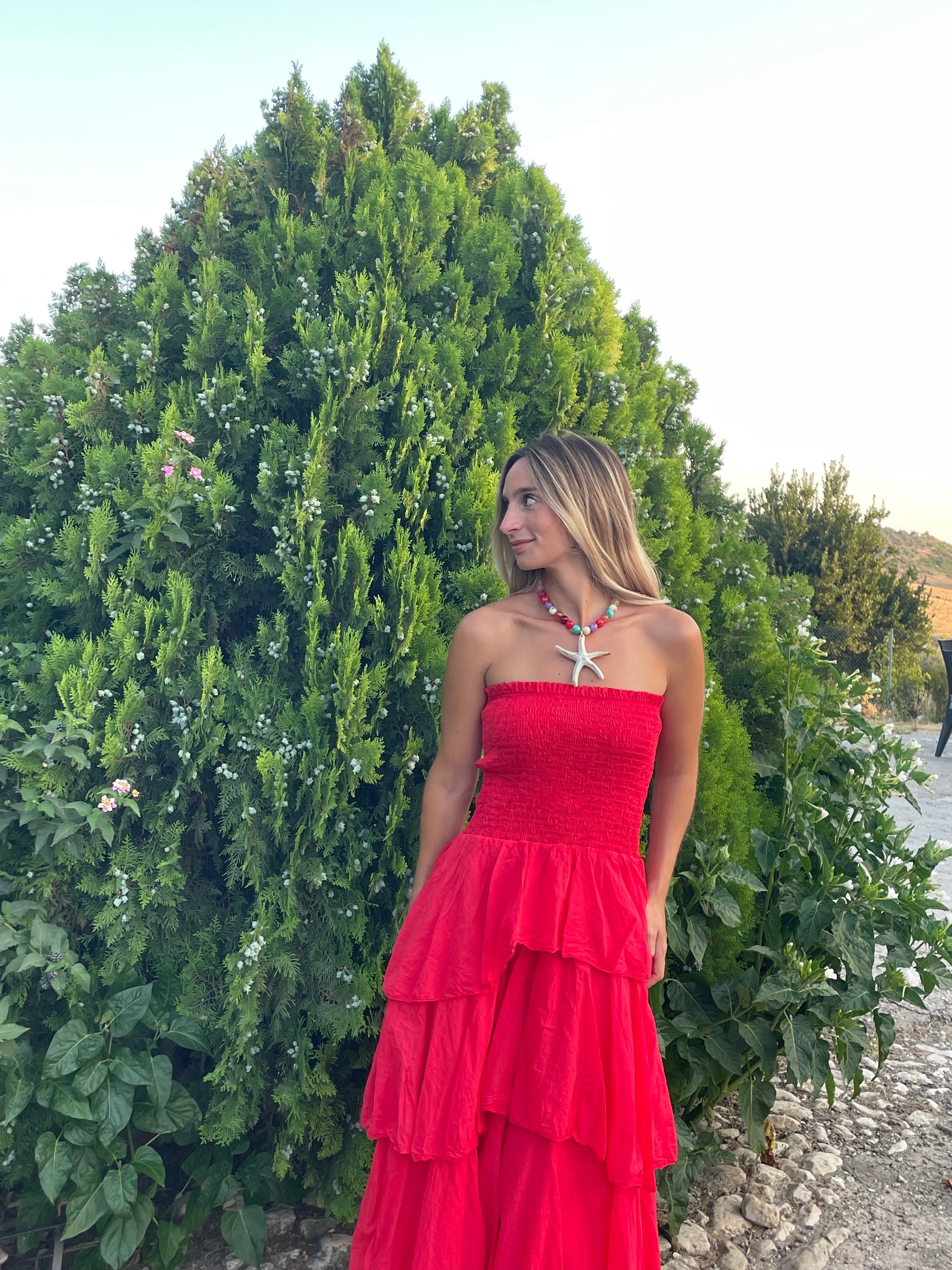 VESTIDO MAXI CORAL